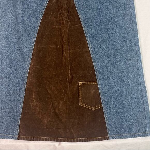 Vintage Forenza Long Denim & Velvet Maxi Skirt Womens 6 Boho Hippie Grunge Y2K - Picture 4 of 14